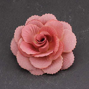 Boho Dual-use Fabric Veil 3D Rose Flower Brooch Hair Clip Corsage
