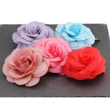 Boho Dual-use Fabric Veil 3D Rose Flower Brooch Hair Clip Corsage