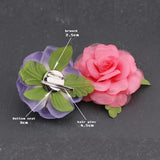 Boho Dual-use Fabric Veil 3D Rose Flower Brooch Hair Clip Corsage