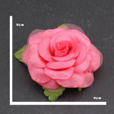 Boho Dual-use Fabric Veil 3D Rose Flower Brooch Hair Clip Corsage