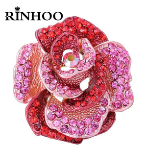 Rhinestone Large Rose Flower Brooch Bouquet Wreath Plant Pins Scarf Clip Wedding