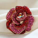 Rhinestone Large Rose Flower Brooch Bouquet Wreath Plant Pins Scarf Clip Wedding