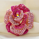 Rhinestone Large Rose Flower Brooch Bouquet Wreath Plant Pins Scarf Clip Wedding