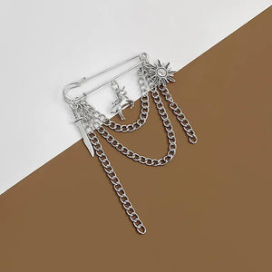 U-Magical Metal Brooch for Women Smiley Butterfly Pin Chain Tassel