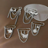 U-Magical Metal Brooch for Women Smiley Butterfly Pin Chain Tassel