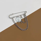 U-Magical Metal Brooch for Women Smiley Butterfly Pin Chain Tassel
