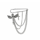 U-Magical Metal Brooch for Women Smiley Butterfly Pin Chain Tassel
