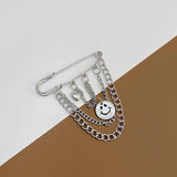 U-Magical Metal Brooch for Women Smiley Butterfly Pin Chain Tassel