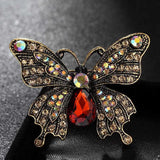 Donia Jewelry Vintage Brown Crystal Butterfly Brooch