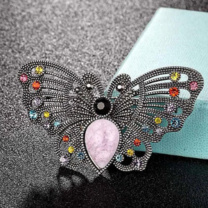 Vintage Butterfly Crystal Cloisonne Brooch for Women Men