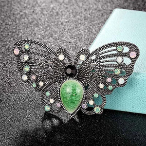 Vintage Butterfly Crystal Cloisonne Brooch for Women Men