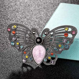 Vintage Butterfly Crystal Cloisonne Brooch for Women Men