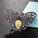 Vintage Butterfly Crystal Cloisonne Brooch for Women Men