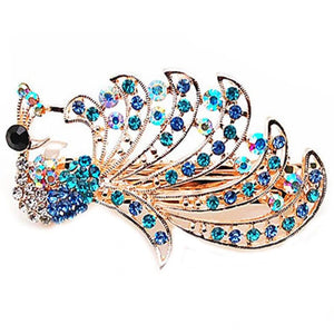 Large Peacock Brooch Pin Colorful Rhinestones Hollow Tail Women Party Gift