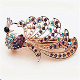 Large Peacock Brooch Pin Colorful Rhinestones Hollow Tail Women Party Gift