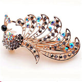 Large Peacock Brooch Pin Colorful Rhinestones Hollow Tail Women Party Gift