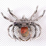 Spider Brooch Natural Stone Unakite Epidote Bead Pendant Gift