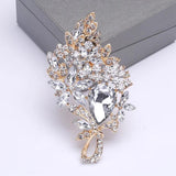 Rhinestone Flower Large Water-drop Brooch Wedding Party Pins
