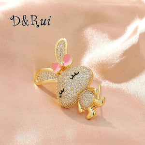 Pink Bow Bunny Brooch Rhinestone Rabbit Lapel Pin Party Accessories