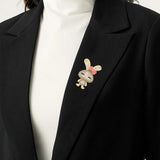 Pink Bow Bunny Brooch Rhinestone Rabbit Lapel Pin Party Accessories
