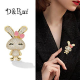 Pink Bow Bunny Brooch Rhinestone Rabbit Lapel Pin Party Accessories