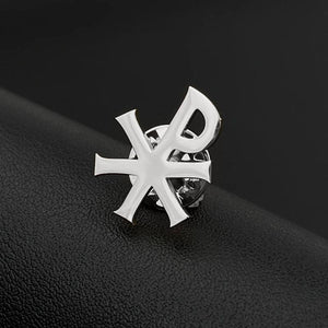 Vintage Labarum Chi-Rho Brooch Stainless Steel Amulet Jewelry