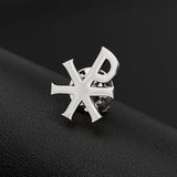 Vintage Labarum Chi-Rho Brooch Stainless Steel Amulet Jewelry