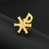 Vintage Labarum Chi-Rho Brooch Stainless Steel Amulet Jewelry