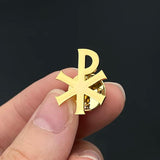 Vintage Labarum Chi-Rho Brooch Stainless Steel Amulet Jewelry