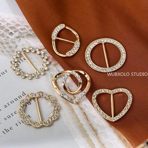 Scarf Buckle Women Brooches Stainless Steel Ring Crystal Pins