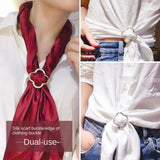 Scarf Buckle Women Brooches Stainless Steel Ring Crystal Pins