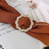 Scarf Buckle Women Brooches Stainless Steel Ring Crystal Pins