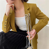 Vintage Simulated Pearl Tassel Lapel Pin For Women