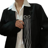 Vintage Simulated Pearl Tassel Lapel Pin For Women