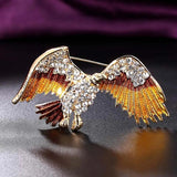 Eagle Shape Animal Brooches for Men Yellow Enamel Scarf Pins