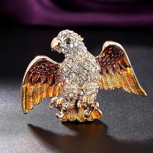 Eagle Shape Animal Brooches for Men Yellow Enamel Scarf Pins