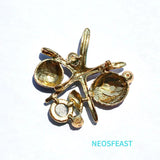 Rhinestone Shell & Starfish Brooches for Women Ladies Corsage Alloy Pin