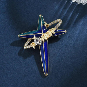 Enamel Planet Pin Brooch Rhinestone Jewelry