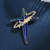 Enamel Planet Pin Brooch Rhinestone Jewelry