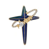 Enamel Planet Pin Brooch Rhinestone Jewelry