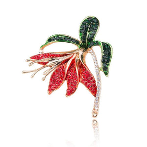 Narcissus Rhinestone Brooch Zirconia Leaf Pin
