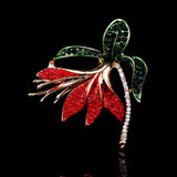 Narcissus Rhinestone Brooch Zirconia Leaf Pin
