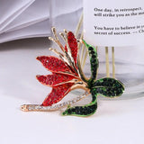 Narcissus Rhinestone Brooch Zirconia Leaf Pin