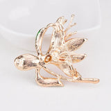 Narcissus Rhinestone Brooch Zirconia Leaf Pin