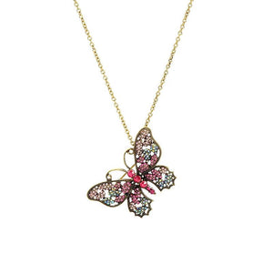 Crystal Butterfly Brooches Pendant Long Chains Accessory