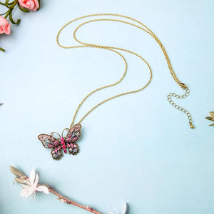 Crystal Butterfly Brooches Pendant Long Chains Accessory