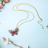 Crystal Butterfly Brooches Pendant Long Chains Accessory