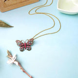Crystal Butterfly Brooches Pendant Long Chains Accessory