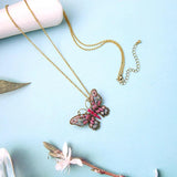 Crystal Butterfly Brooches Pendant Long Chains Accessory