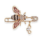 Small Bee Crystal Pin Women Enamel Insect Animal Waist Retracting Pin Alloy Gift